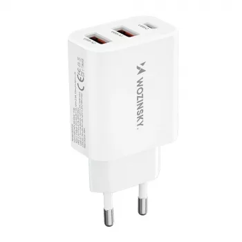 Wozinsky CWCUCW 30W USB-C / 2 x USB-A sieninis įkroviklis - baltas