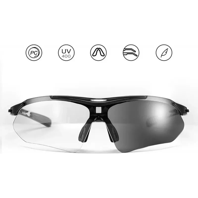 ROCKBROS Photochromic Cycling Glasses UV400 TR90 Frame - Black