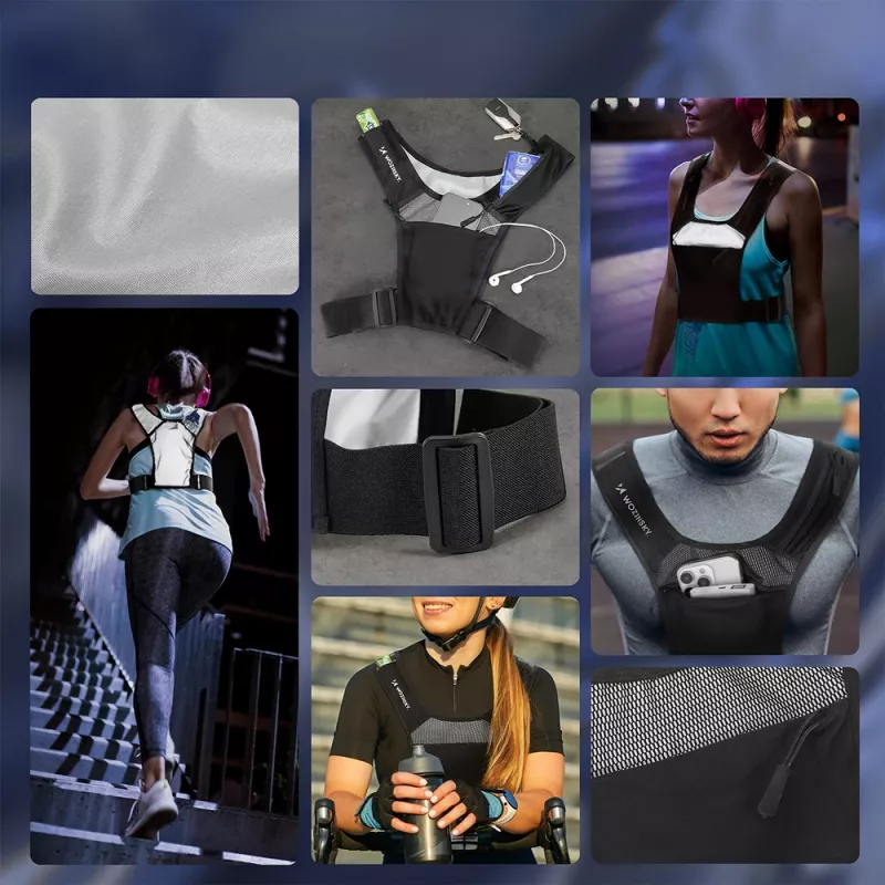 Wozinsky WKDB1 Reflective Running Vest with Pockets - Black
