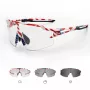 ROCKBROS Photochromic Cycling Glasses with UV Protection and Corrective Insert - USA Pattern - White