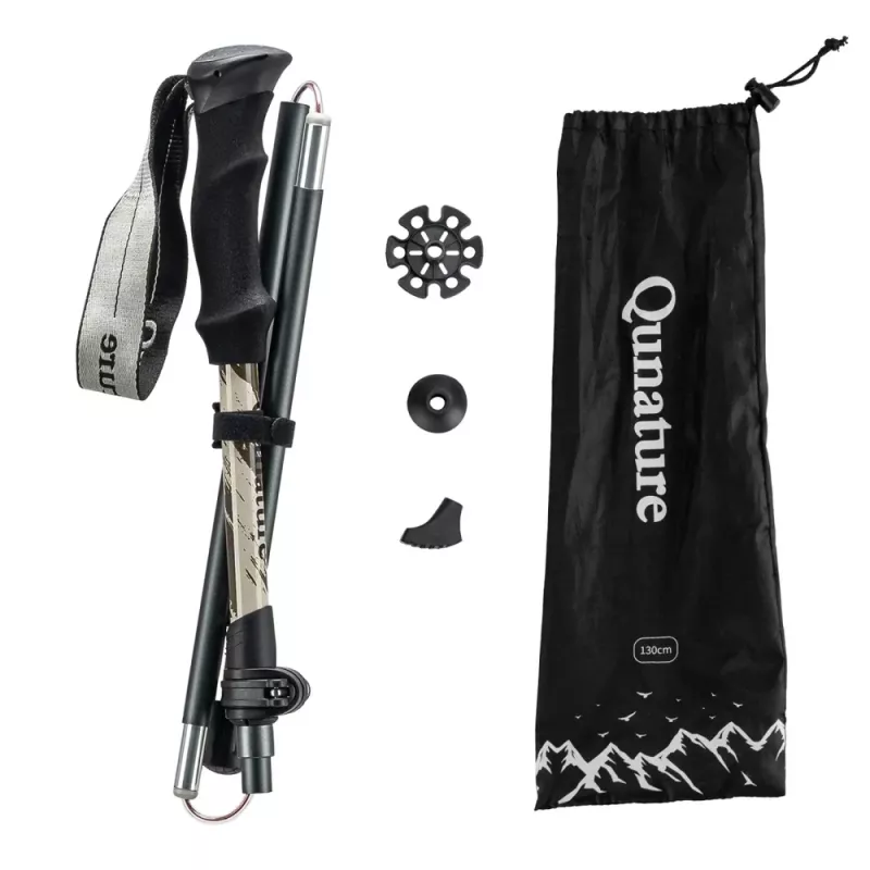 Qunature Nordic Walking Pole Aluminum 110-130 cm 1 Piece - Brown