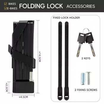ROCKBROS Sulankstomas Dviračio Spyna 32140003001 su Laikikliu 88 cm Juoda