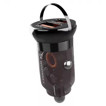 Wozinsky 65W automobilinis įkroviklis USB-C PD 65W / USB-A 45W QC 3.0 - juodas