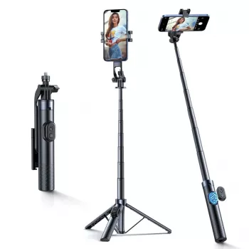 Wozinsky Selfie Stick WC1Y30S Teleskopinis Trikojis 1.3m su Telefono Laikikliu - Juoda