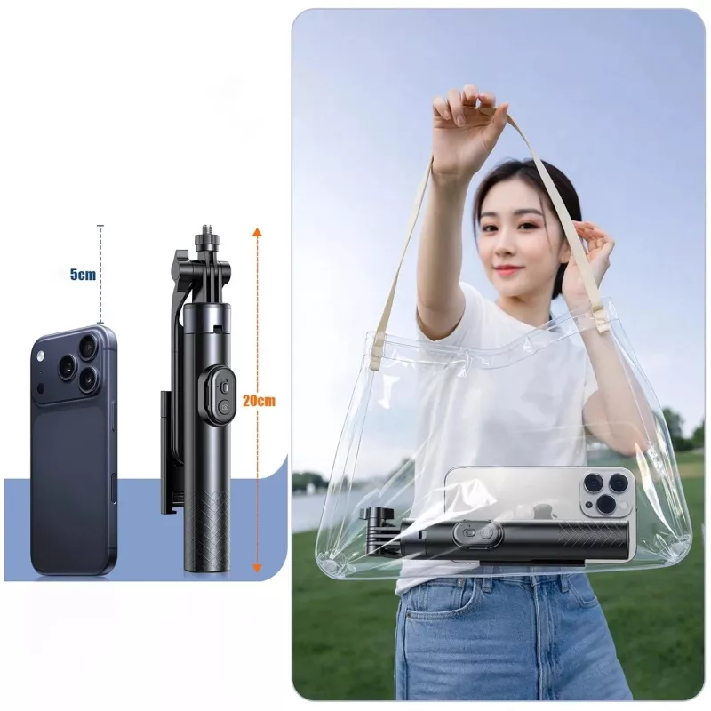 Wozinsky Selfie Stick WC1Y30S Teleskopinis Trikojis 1.3m su Telefono Laikikliu - Juoda