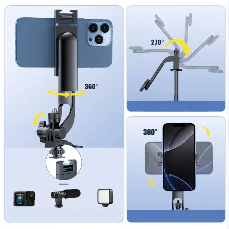 Wozinsky Selfie Stick WC1Y30S Teleskopinis Trikojis 1.3m su Telefono Laikikliu - Juoda