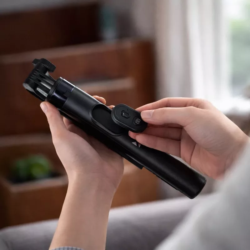 Wozinsky Selfie Stick WC1Y30S Teleskopinis Trikojis 1.3m su Telefono Laikikliu - Juoda