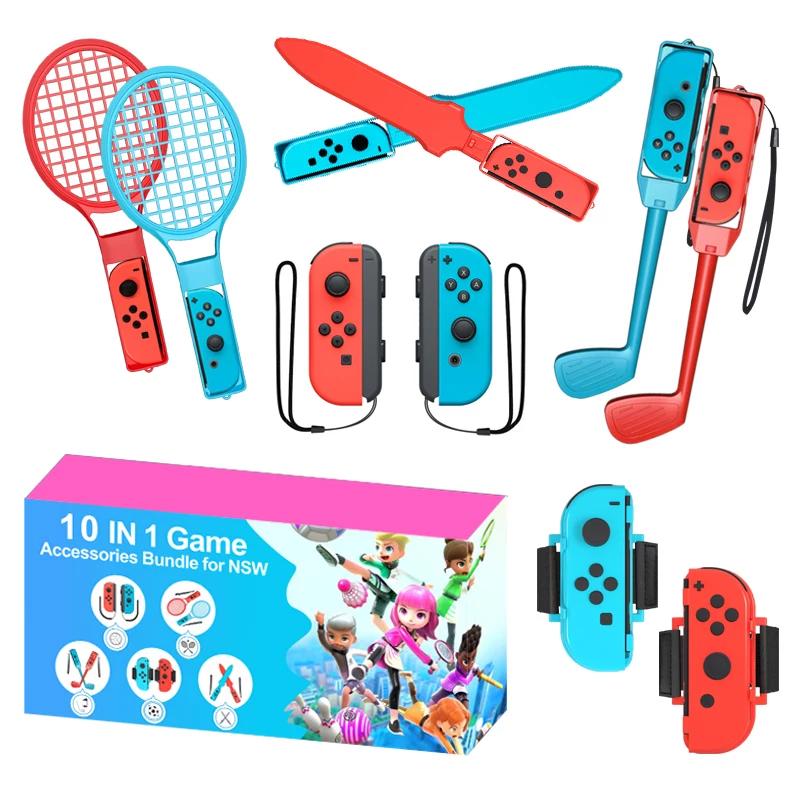 Nintendo Switch Sports 10-in-1 Family Accessory Kit - Red and Blue Set