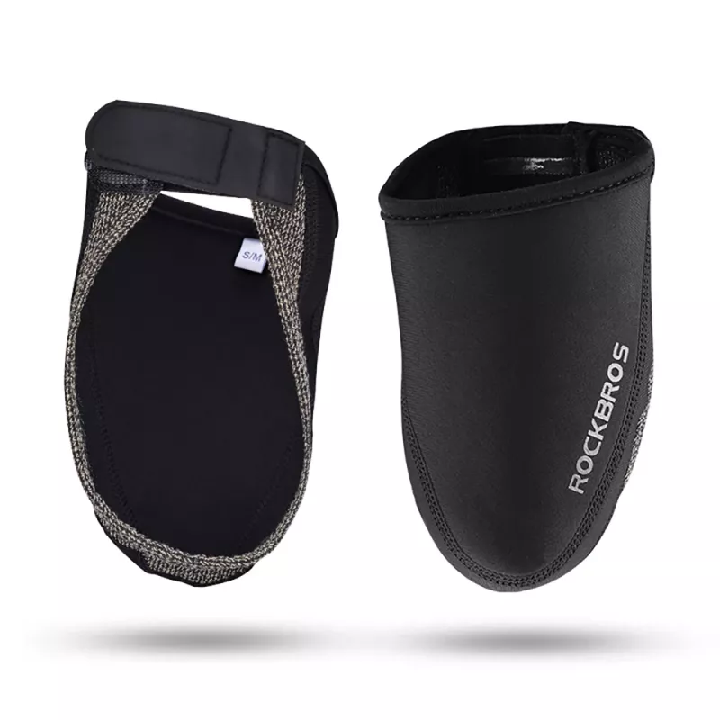 ROCKBROS LF1030 Windproof Thermal Toe Covers for Cycling Shoes, Black, EU 36-42