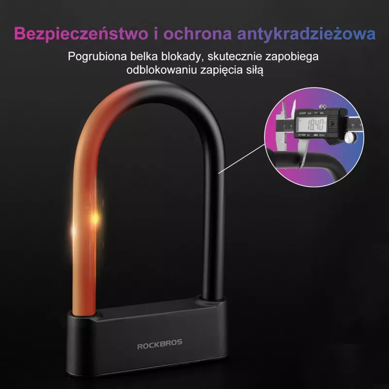 Rockbros SMART Fingerprint & Bluetooth Bike Cable Lock 100cm Juoda