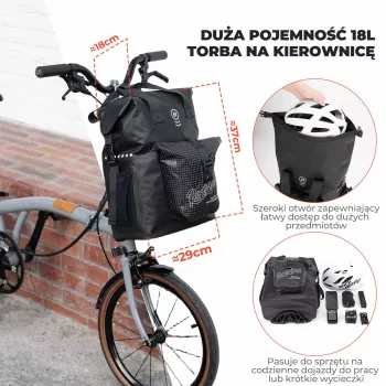 Rockbros AS-158 Priekinis krepšys, skirtas Brompton sulankstomam dviračiui – juoda