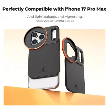 KF Protective Photography Case su 58 mm objektyvo laikikliu, skirtas „Apple iPhone 17 Pro Max“ – juodas