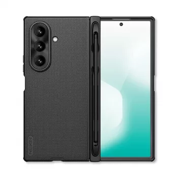 Nillkin Super Frosted Shield Fold Dėklas, skirtas Samsung Galaxy Z Fold 7 su S Pen laikikliu - Juoda