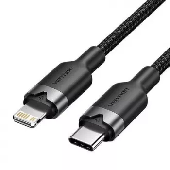 VENTION LALBH USB-C – Lightning laidas 2 m, juodas, MFi sertifikuotas, greitas įkrovimas