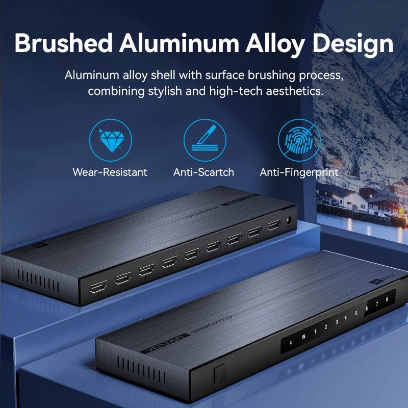 VENTION HDMI Splitter 1 įėjimas 8 išėjimai 4K@60Hz juodas