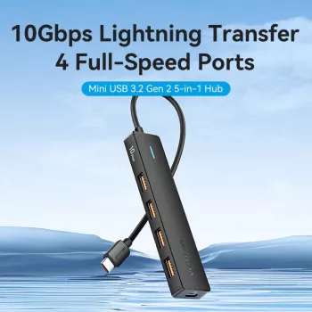 VENTION USB-C į USB 3.2 Gen 2 Hub su 100W PD, 0,15 m, juodas