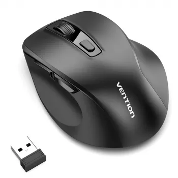 Vention KTMB0 Dual-Mode 2.4GHz + Bluetooth 5.1 belaidė optinė pelė, 6 mygtukai, 800-2400 DPI, juoda