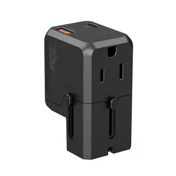 CHOETECH PD6038 38W GaN USB-C įkroviklis su USB-A ir keičiamais kištukais (EU/US/UK/AU) – juodas