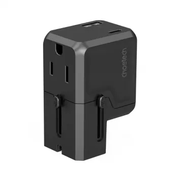 CHOETECH PD6038 38W GaN USB-C įkroviklis su USB-A ir keičiamais kištukais (EU/US/UK/AU) – juodas
