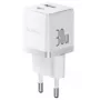 Baseus Palm 30W USB-C USB-A sieninis įkroviklis baltas EU kištukas