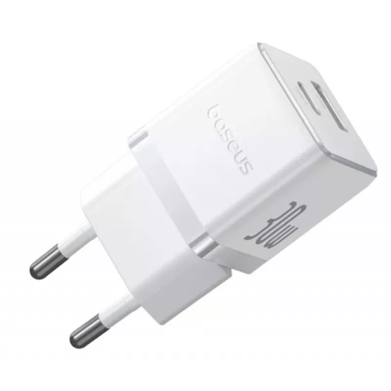 Baseus Palm 30W USB-C USB-A sieninis įkroviklis baltas EU kištukas