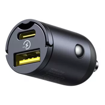 Baseus Tiny Star 30W USB-A USB-C sieninis įkroviklis, juodas