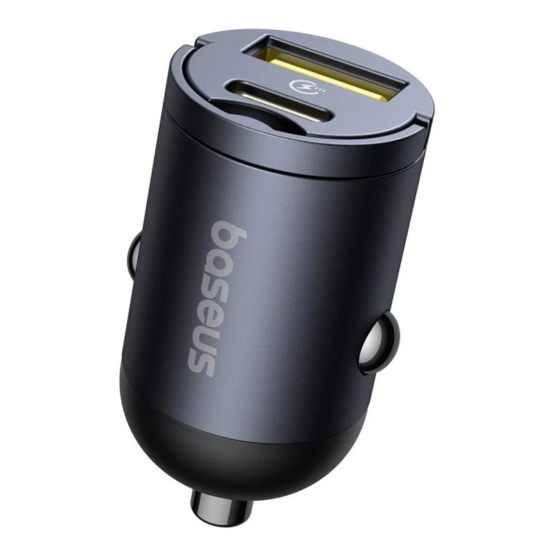 Baseus Tiny Star 30W USB-A USB-C sieninis įkroviklis, juodas