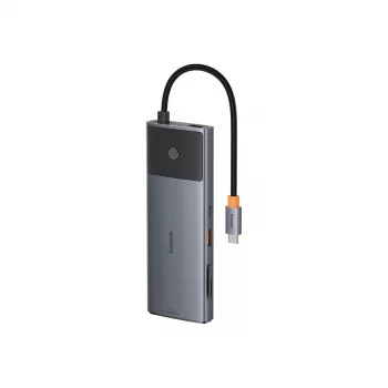 USB-C centrinis įrenginys Baseus Metal Gleam II 10-in-1 HDMI USB-A USB-C RJ45 SD/TF - Space Gray