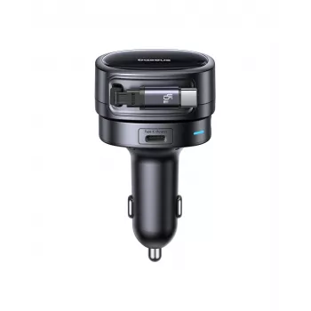 Baseus PrimeTrip VR1 60W automobilinis įkroviklis su įtraukiamu USB-C laidu - juodas