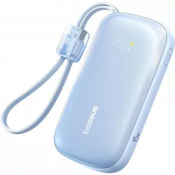 Baseus EnerFill FC21 Qpow 3 Ultra 10000mAh 45W Power Bank su nuimamais USB-C/Lightning laidais - mėlyna