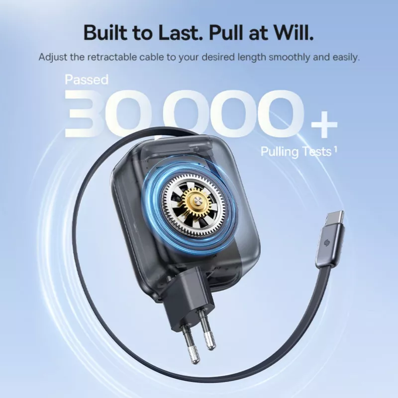 Automobilinis kroviklis Baseus EnerCore CJ11 45W su USB-C lizdu ir įtraukiamu USB-C laidu – juodas