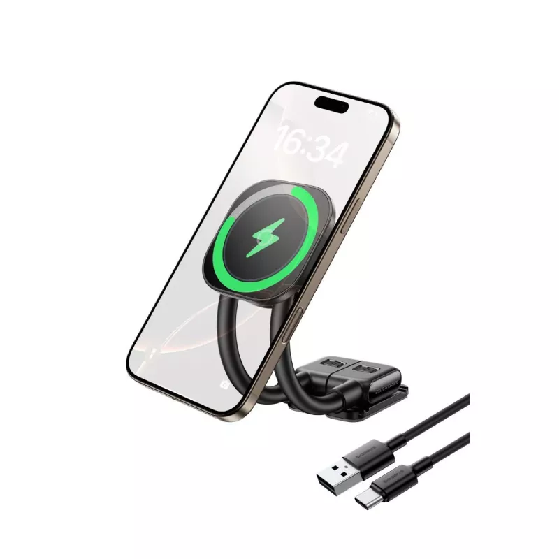 Baseus PrimeTrip C03sPro automobilio prietaisų skydelio laikiklis su indukciniu įkrovikliu, lipnus, juodas