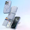 DUXDUCIS Lawa Leather Case for iPhone 16 Pro Max su nuimama magnetine pinigine – mėlyna
