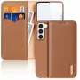 Dux Ducis Hivo Wallet Case, skirtas Samsung Galaxy S23+ su RFID blokavimu ir atramėle, ruda