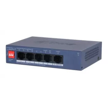 DAHUA CS4005-4GT-36 Valdomas L2 Gigabit Ethernet komutatorius su 4 PoE+ prievadais (36 W), montuojamas ant stalo/sienos