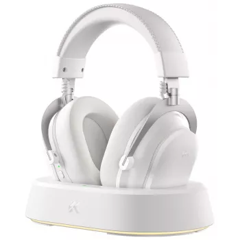 MCHOSE V9 Turbo+ belaidės žaidimų ausinės su magnetine įkrovimo stotele, Icy White (HW-V9-11)