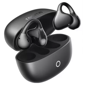 realme Buds Clip Czarne juodos laidinės ausinės su 3,5 mm lizdu ir mikrofonu