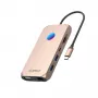 ORICO XCR 12-in-1 USB-C Dockavimo Stotelė su RGB, 2x USB-A 3.1, 1x USB-A 2.0, 1x USB-C PD 100W, 1x USB-C 3.1, 2x HDMI 2.0 4K 60Hz, 1x VGA 1080p, microSD/SD 3.0, RJ45 Gigabit Ethernet, 3.5mm Audio CTIA – Rožinis Auksas