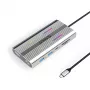 ORICO XDR 12-in-1 USB-C Docking Station su RGB, 2x HDMI 4K 60Hz, DisplayPort 4K 60Hz, RJ45 Gigabit, PD 100W, SD/microSD kortelių skaitytuvu - sidabrinė