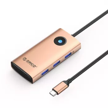 ORICO PW11 USB-C 6-in-1 Hub Docking Station (3x USB-A 3.0, 1x USB-C 3.0, 1x USB-C PD 100W, 1x HDMI 4K 30Hz) – Rose Gold