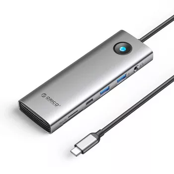 ORICO PW11 USB-C 9-in-1 Docking Station Grey - 2x USB-A 3.0, 1x USB-C 3.0, 1x USB-C PD 100W, 1x HDMI 4K 60Hz, 1x microSD/SD, 1x RJ45 2.5G Ethernet, 1x Audio 3.5mm