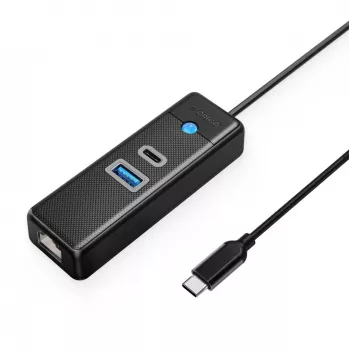ORICO PW3UR25-C3 USB-C Hub 3 prievadai USB-A 3.0 USB-C 3.0 2.5G Ethernet 0,15m Juoda