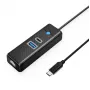 ORICO PW3UR25-C3 USB-C Hub 3 prievadai USB-A 3.0 USB-C 3.0 2.5G Ethernet 0,15m Juoda
