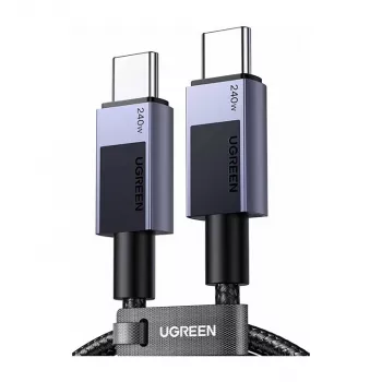 UGREEN L513 USB-C į USB-C laidas 240W PD3.1 480Mbps Nailoninis pintas Aliuminio korpusas Integruotas kabelio raištis 1m Pilka (45067)