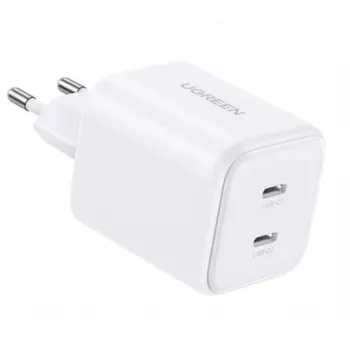Ugreen GaN 45W 2xUSB-C sieninis įkroviklis - Baltas