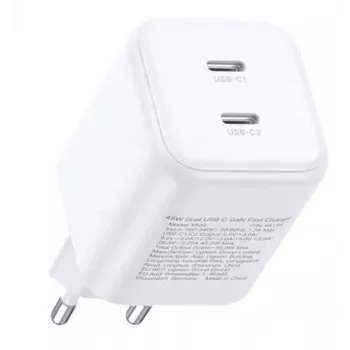 Ugreen GaN 45W 2xUSB-C sieninis įkroviklis - Baltas