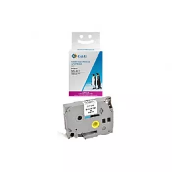 G&G Compatible Label Tape 18mm x 8m Black on White Laminated for Brother TZe-241