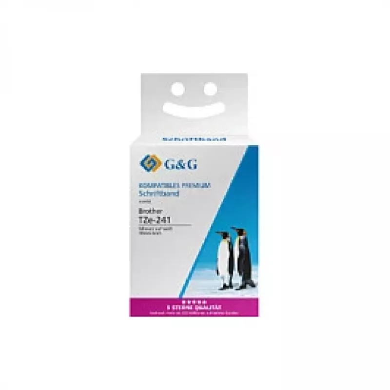 G&G Compatible Label Tape 18mm x 8m Black on White Laminated for Brother TZe-241