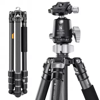 K&F Concept X284C4 anglies pluošto trikojis su BH-36 rutuline galvute, 172 cm, 16 kg apkrova, monopodas, 4 sekcijų užsukamas fiksavimas, suderinamas su Arca-Swiss