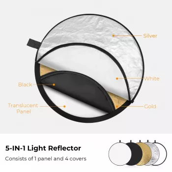 K&F Concept 5-in-1 Collapsible Round Reflector 80cm su nešimo krepšiu (KF18.0002)
